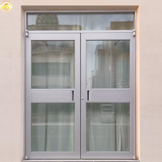 Puerta batiente de vidrio templado de aluminio doble exterior comercial